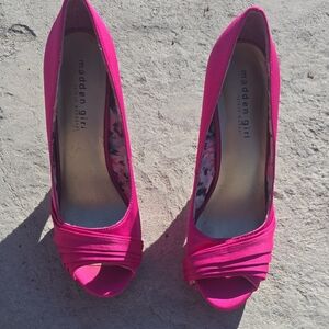 Madden Girl Fuchsia Peep-Toe Heels